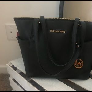 Michael Kors black and gold accent medium tote